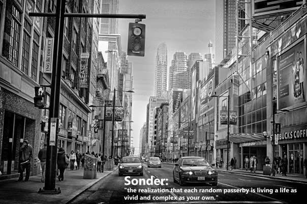 Sonder: "the realization that each random passerby is living a life as vivid and complex as your own."